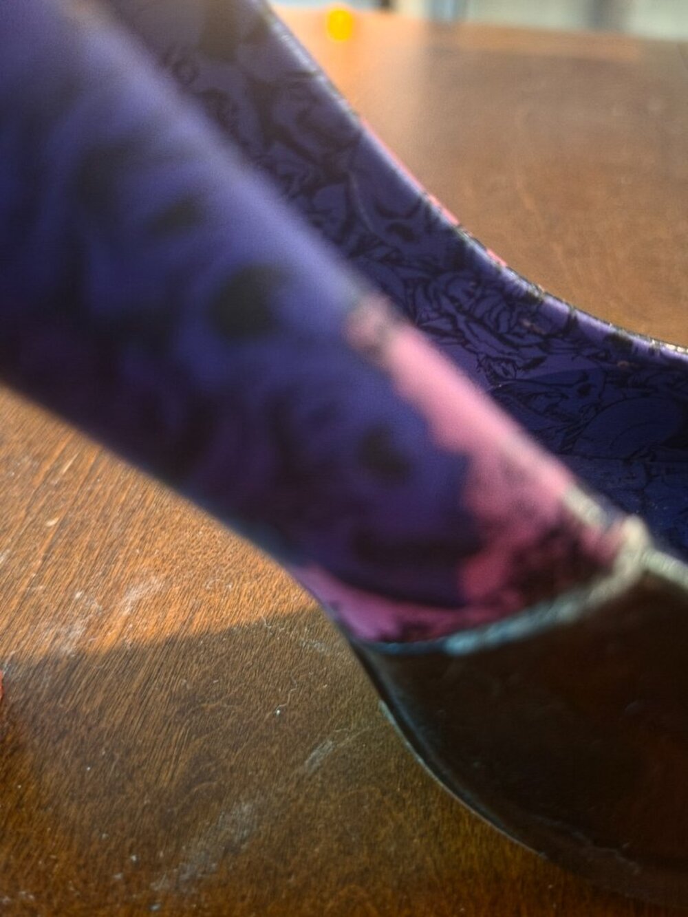 Iron Fist Black Patent Heels Purple/Pink Graphic Lining Classic Alt‑Glam Size 9 - Picture 3 of 6